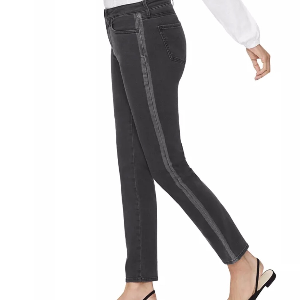 NYDJ Sheri Slim Jeans Black Side Stripe Size 4